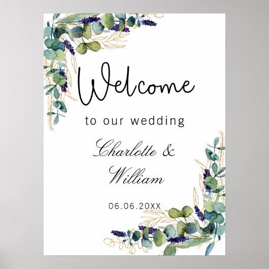 Eleganter Empfang durch Eukalyptus Wedding Poster (Vorne)