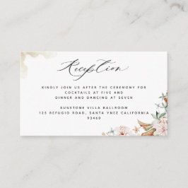 Eleganter Empfang Earthy Blooms Beige Wasserfarbe Begleitkarte