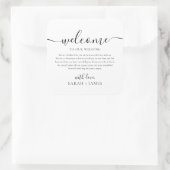 Eleganter Empfang in unserer Begrüßungstasche Quadratischer Aufkleber (Tasche)