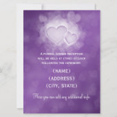 Eleganter Empfang Moderne Herzen Lila Einladung (Rückseite)