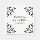 Eleganter Empfang Napkins | Nadine (schwarz) 2 Serviette (Vorderseite)