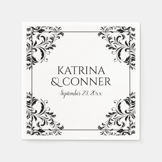 Eleganter Empfang Napkins | Nadine (schwarz) 2 Serviette (Vorderseite)