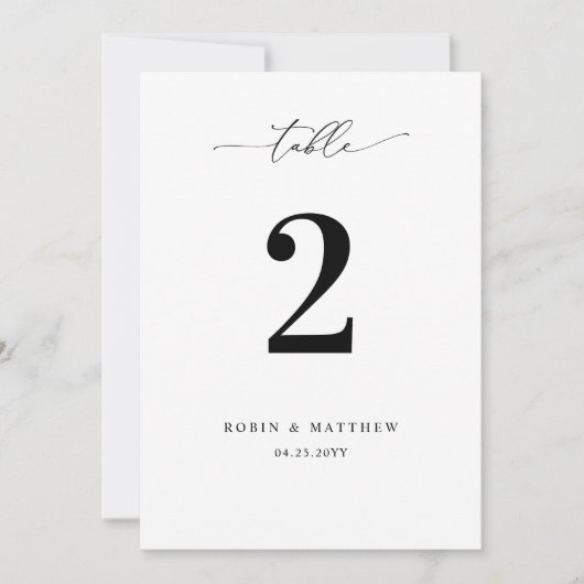 Eleganter Empfang Script Calligraphy Tischnummer (Vorderseite)