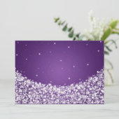 Eleganter Empfang Sparkle Lila Einladung (Stehend Vorderseite)