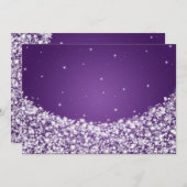 Eleganter Empfang Sparkle Lila Einladung (Vorne/Hinten)
