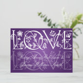 Eleganter Empfang Star Liebe Blühe Lila Einladung (Stehend Vorderseite)