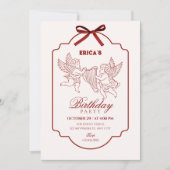 Eleganter Engel Cupid Musik Geburtstag Einladung (Vorderseite)