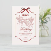 Eleganter Engel Cupid Musik Geburtstag Einladung (Stehend Vorderseite)