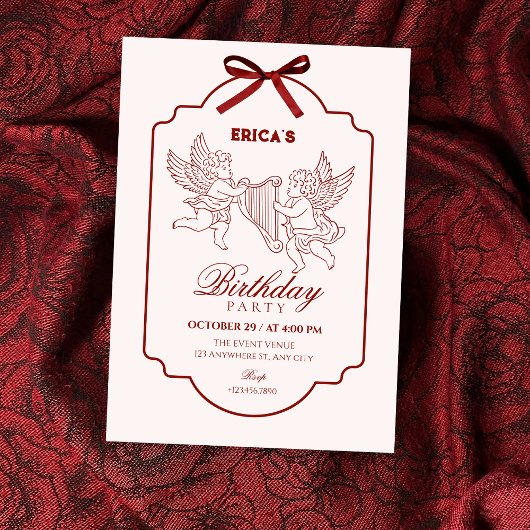 Eleganter Engel Cupid Musik Geburtstag Einladung