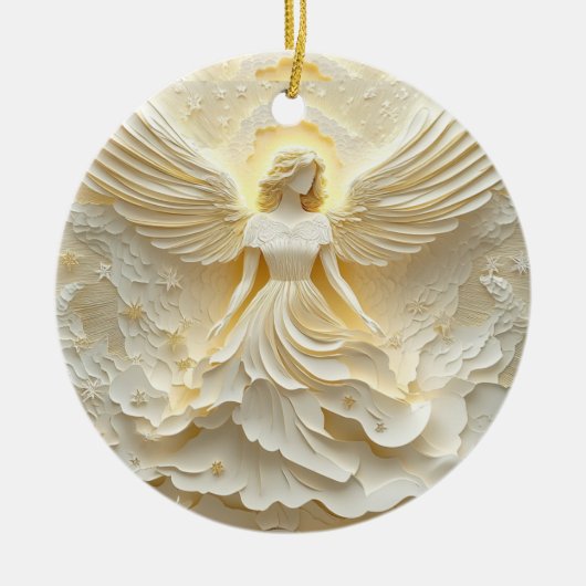 Eleganter Engel des Lichts Keramik Ornament (Vorne)