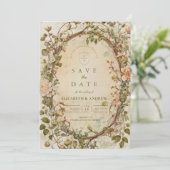 Eleganter Erdiger Boho-Blumenbogen-Hochzeit Save The Date (Stehend Vorderseite)