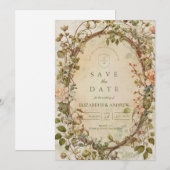 Eleganter Erdiger Boho-Blumenbogen-Hochzeit Save The Date (Vorne/Hinten)