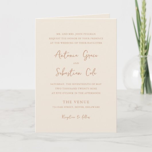 Eleganter, erdiger QR-Code Moderne Hochzeit Einladung (Vorderseite)