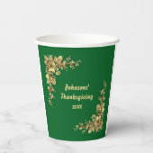 Eleganter Erntedank aus Gold und Burgund Pappbecher (Rückseite)