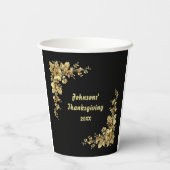 Eleganter Erntedank aus Gold und Burgund Pappbecher (Rückseite)