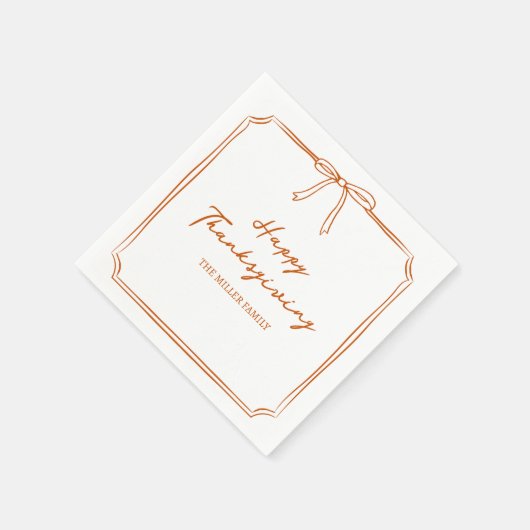 Eleganter Erntedank Burnt Orange Simple Chic Bow Serviette (Ecke)
