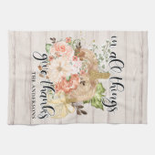 Eleganter Erntedank Chic Floral Pumpkin Name Geschirrtuch (Horizontal)