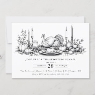 Eleganter Erntedank Dinner Einladung