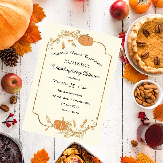 Eleganter Erntedank Einladung