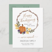 Eleganter Erntedank Herbst Kürbiskrötenbewegung Ankündigungspostkarte (Vorne/Hinten)