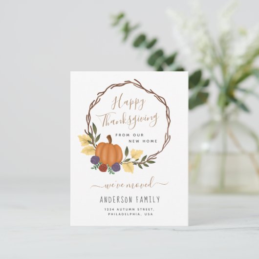 Eleganter Erntedank Herbst Kürbiskrötenbewegung Ankündigungspostkarte (Stehend Vorderseite)