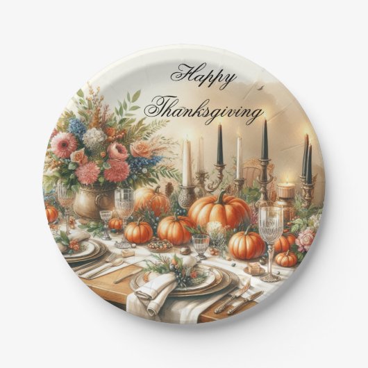 Eleganter Erntedank Herbst Pappteller (Vorderseite)