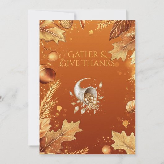 Eleganter Erntedank mit Cornucopia und Herbst Einladung (Vorderseite)