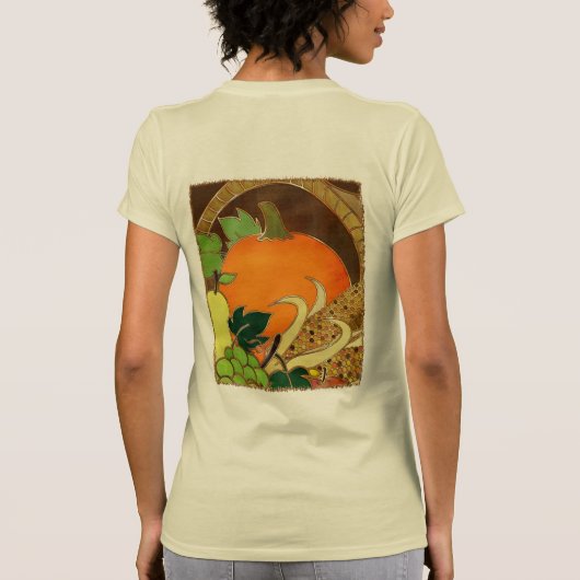 Eleganter Erntedank Mixed Media Cornucopia ALL T-Shirt (Rückseite)