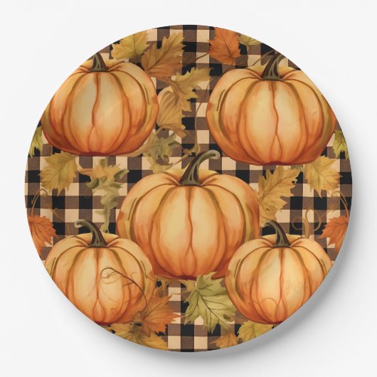 Eleganter Erntedank Pumpkin Pappteller (Vorderseite)