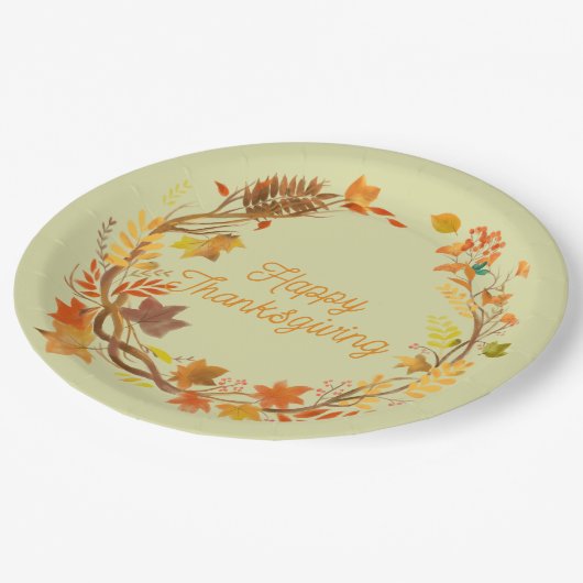 Eleganter Erntedank unterhaltsam Pappteller (Schrägansicht)