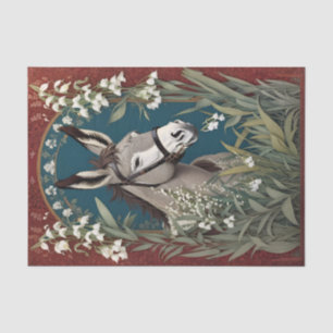 Eleganter Esel und Maiglöckchen-Blumen Seidenpapier