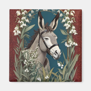 Eleganter Esel und Maiglöckchenblumen Magnet