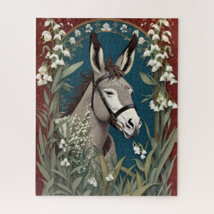 Eleganter Esel und Maiglöckchenblumen Puzzle