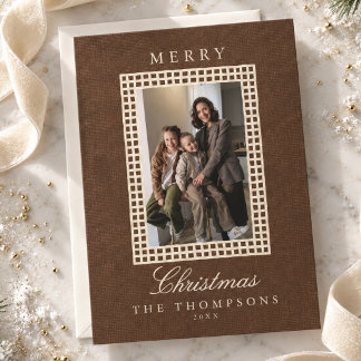 Eleganter Espresso-Braun-Rahmen für Familienfotos Feiertagskarte