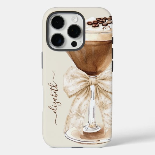 Eleganter Espresso-Martini-Monogramm Case-Mate iPhone Hülle (Rückseite)