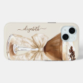 Eleganter Espresso-Martini-Monogramm Case-Mate iPhone Hülle (Rückseite (Horizontal))