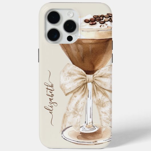 Eleganter Espresso-Martini-Monogramm Case-Mate iPhone Hülle (Rückseite)