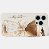 Eleganter Espresso-Martini-Monogramm Case-Mate iPhone Hülle (Rückseite (Horizontal))