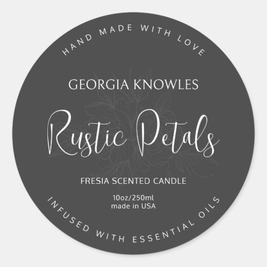 Eleganter Etikettenaufkleber Schwarz-Weiß Runder Aufkleber (Vorderseite)