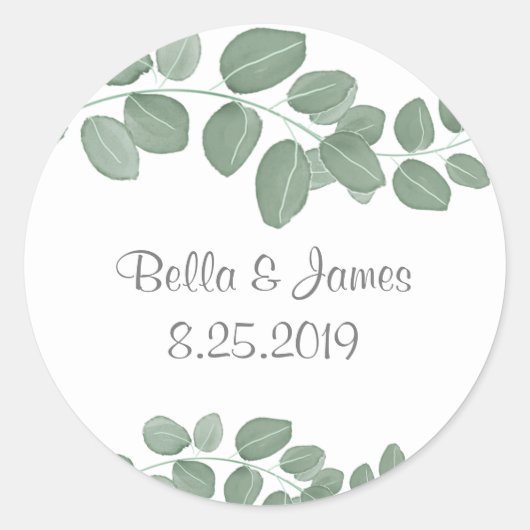 Eleganter Eucalyptus Classic Round Sticker (Vorderseite)