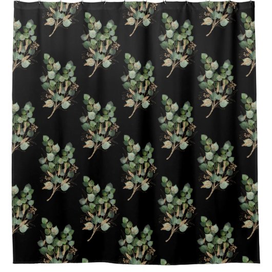 ELEGANTER EUCALYPTUS INSPIRIERTER DUSCHKURTAN DUSCHVORHANG (Vorderseite)