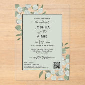 Eleganter Eucalyptus Moderner QR Code Hochzeit Acryleinladungen (Vorderseite)