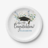 Eleganter Eucalyptus School Abschluss Mit Monogra Pappteller (Vorderseite)