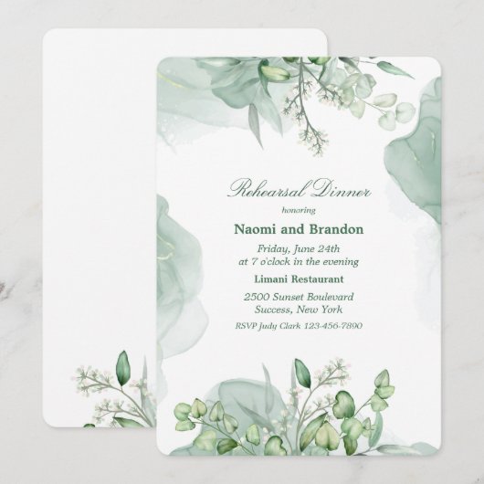 Eleganter Eukalyptus 2 Einladung (Vorne/Hinten)