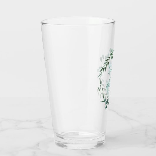 Eleganter Eukalyptus Ampersand Monogram Minimalism Glas (Rechts)