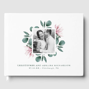 Eleganter Eukalyptus-Aquarellrahmen-Foto-Hochzeit Gästebuch