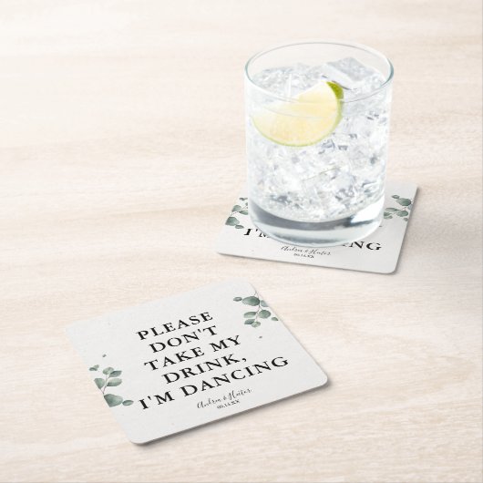 Eleganter Eukalyptus Bitte nimm meinen Drink nicht Rechteckiger Pappuntersetzer (Vor Ort)
