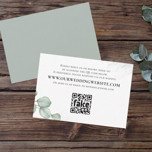 Eleganter Eukalyptus-Blätter Einfache Foliage QR-C RSVP Karte