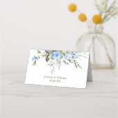 Eleganter Eukalyptus Blue Rose Blumentisch Platzkarte (Rückseite)