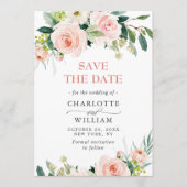 Eleganter Eukalyptus Blush Pink Blume Hochzeit Save The Date (Vorderseite)